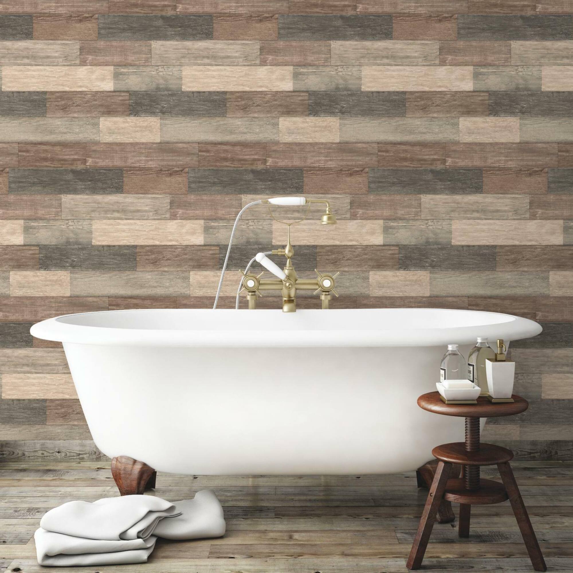 RoomMates Dark Weathered Plank Peel & Stick Wallpaper